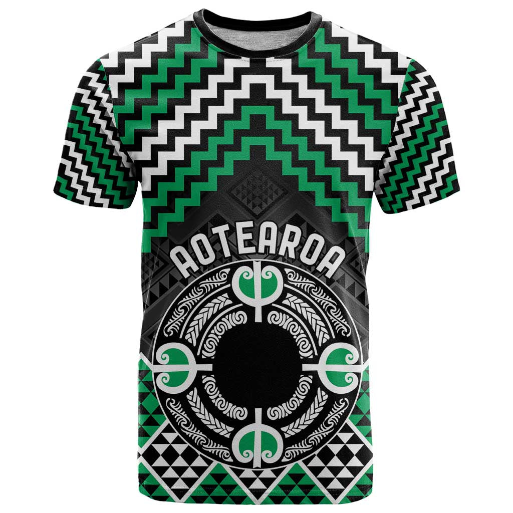 Personalised Aotearoa Niho Taniwha Motif T Shirt Green Style