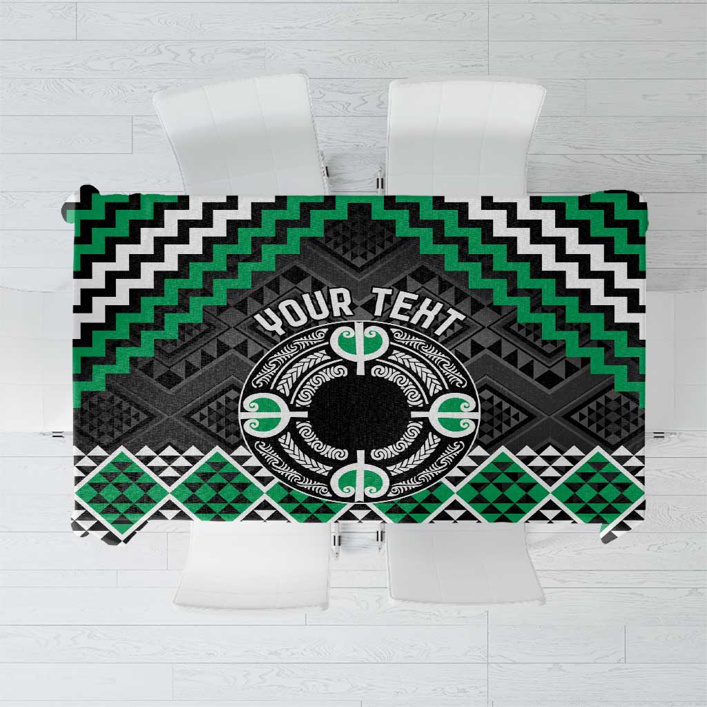 Personalised Aotearoa Niho Taniwha Motif Tablecloth Green Style LT9 Green - Polynesian Pride