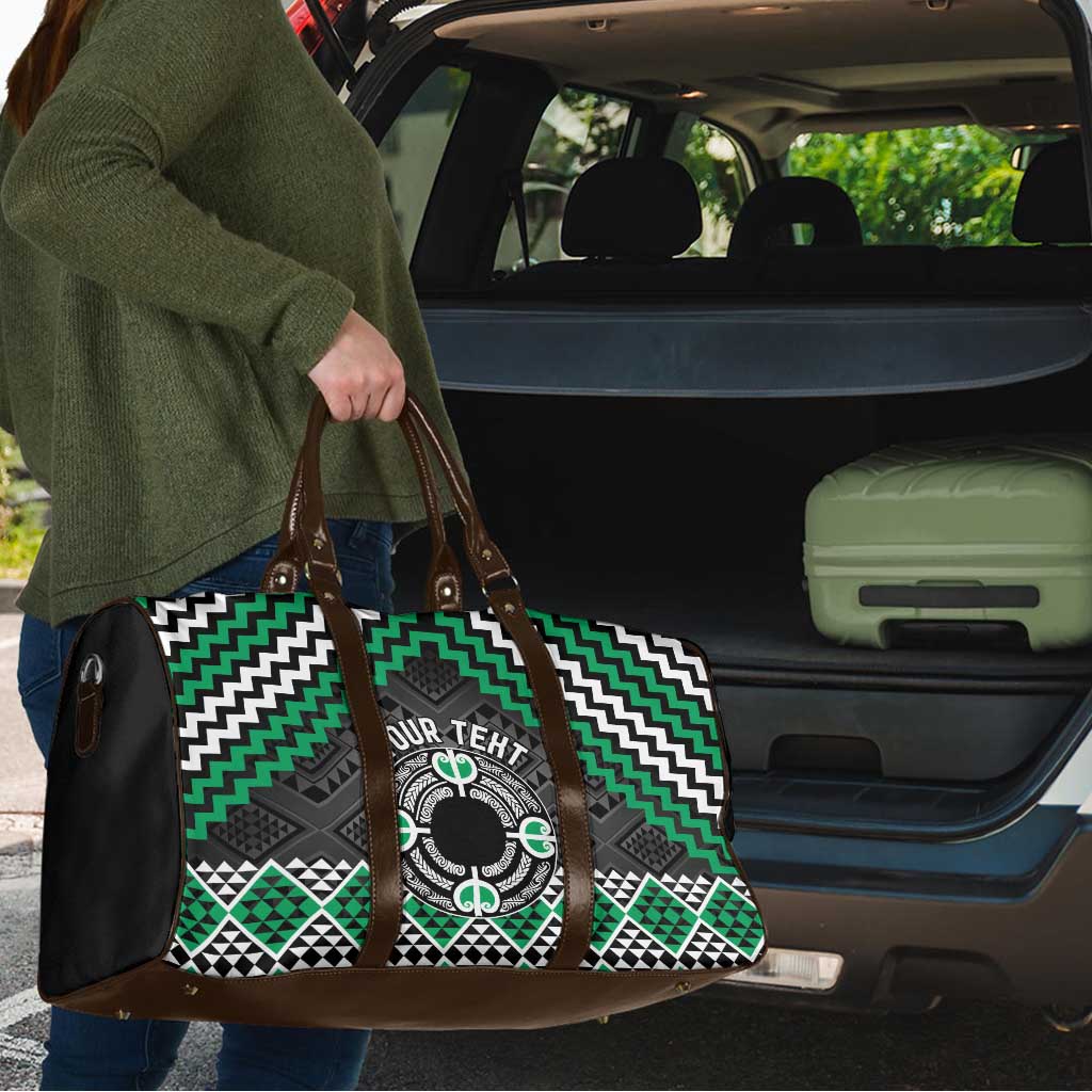 Personalised Aotearoa Niho Taniwha Motif Travel Bag Green Style - Polynesian Pride