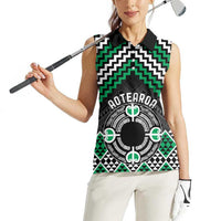 Personalised Aotearoa Niho Taniwha Motif Women Sleeveless Polo Shirt Green Style