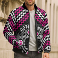 Personalised Aotearoa Niho Taniwha Motif Bomber Puffer Jacket Pink Style - Polynesian Pride
