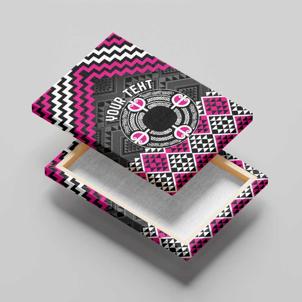 Personalised Aotearoa Niho Taniwha Motif Canvas Wall Art Pink Style
