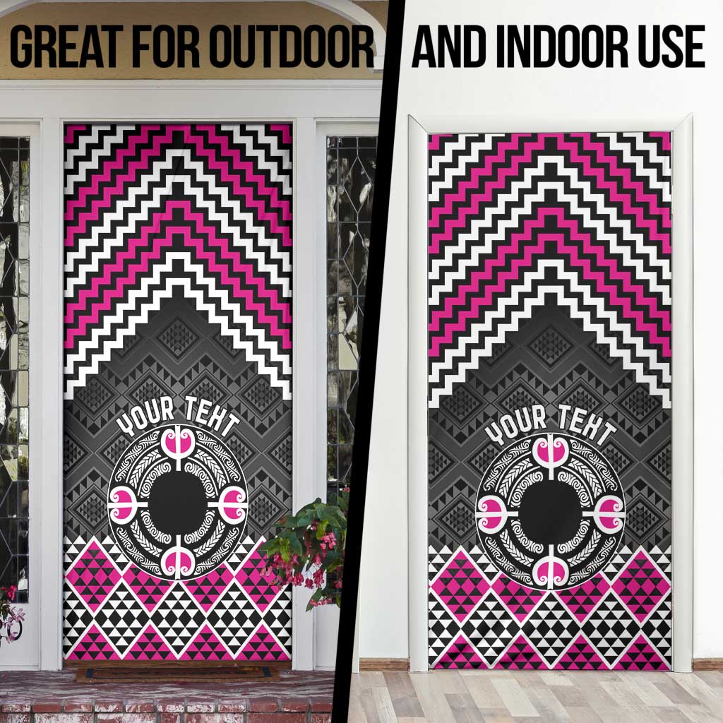 Personalised Aotearoa Niho Taniwha Motif Door Cover Pink Style - Polynesian Pride