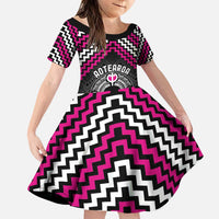 Personalised Aotearoa Niho Taniwha Motif Family Matching Puletasi and Hawaiian Shirt Pink Style