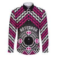 Personalised Aotearoa Niho Taniwha Motif Family Matching Puletasi and Hawaiian Shirt Pink Style