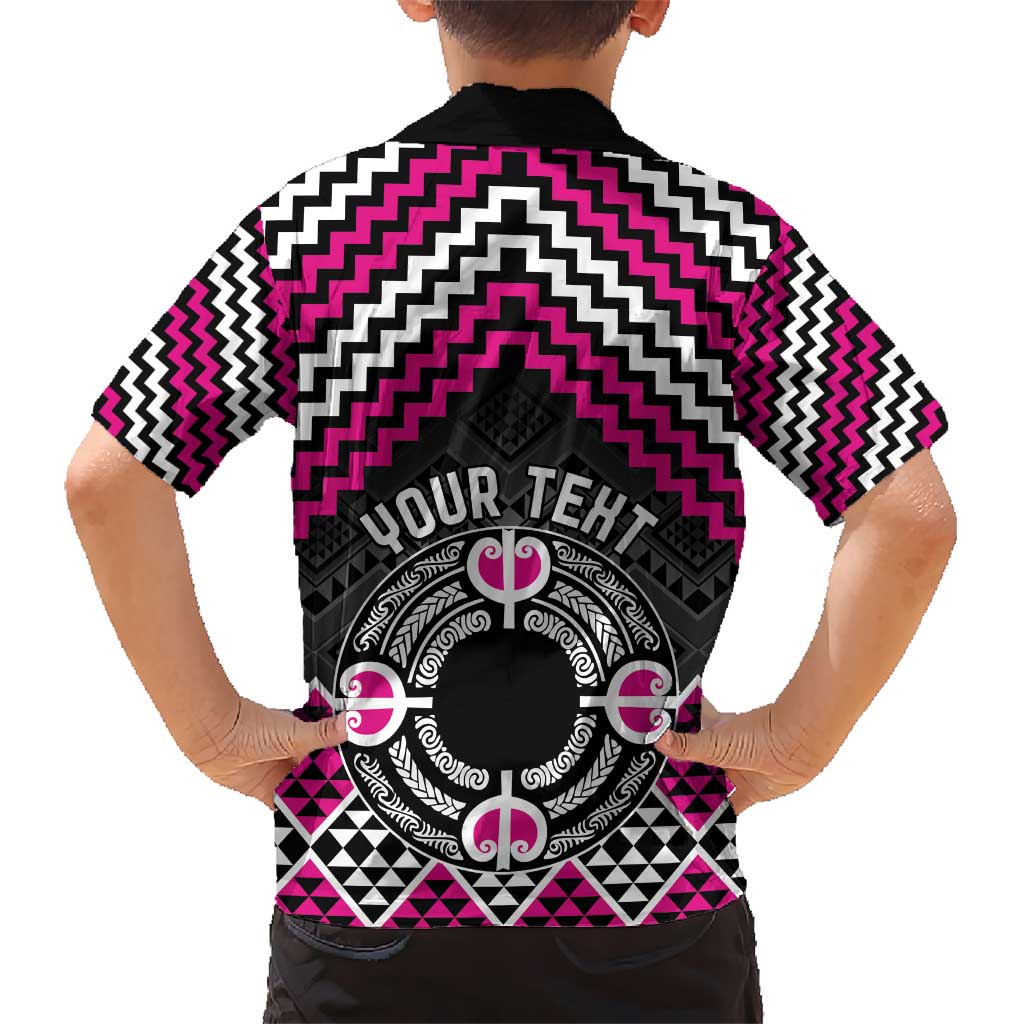 Personalised Aotearoa Niho Taniwha Motif Hawaiian Shirt Pink Style
