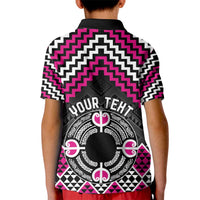 Personalised Aotearoa Niho Taniwha Motif Kid Polo Shirt Pink Style