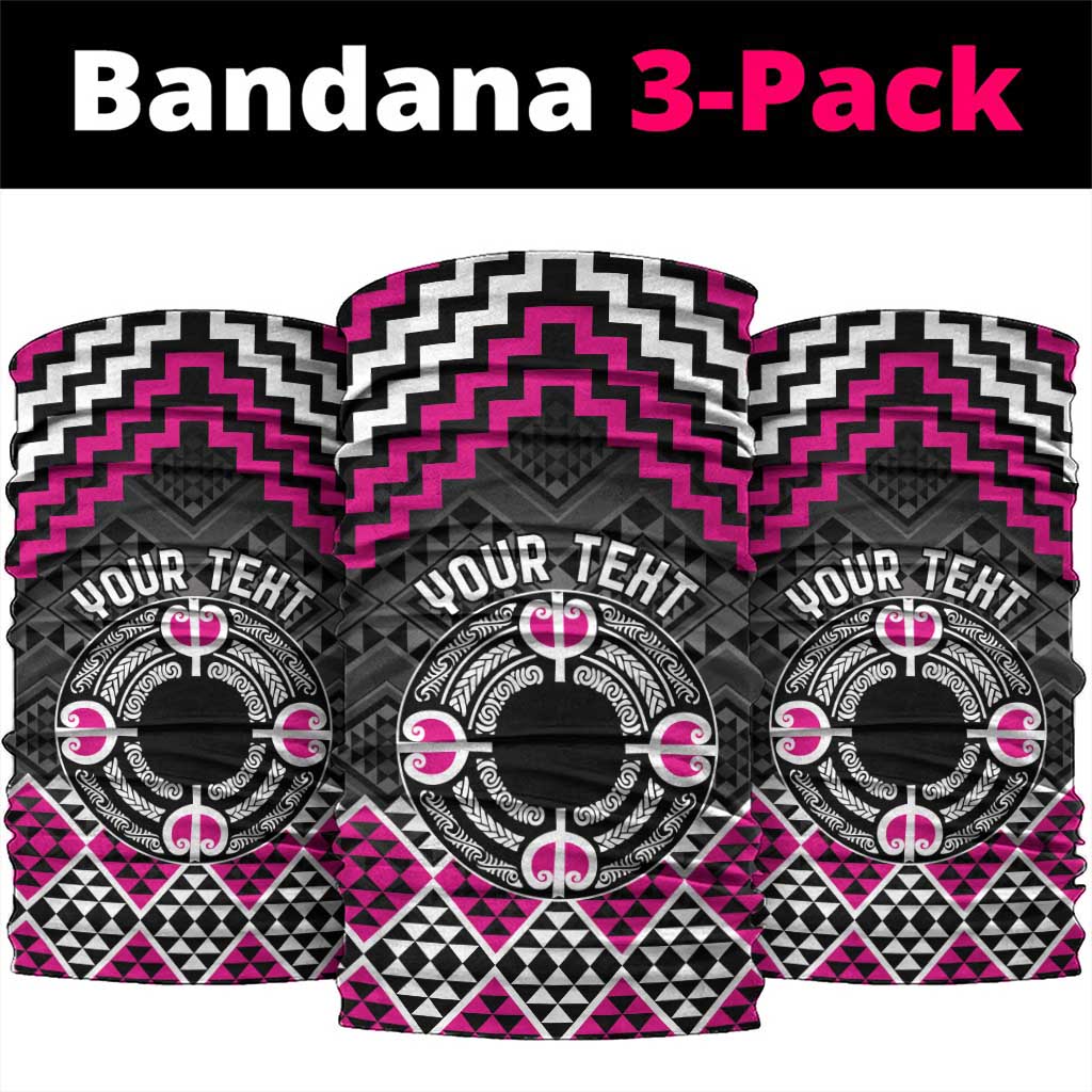 Personalised Aotearoa Niho Taniwha Motif Neck Gaiter Pink Style - Polynesian Pride