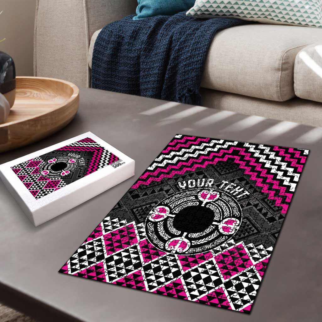 Personalised Aotearoa Niho Taniwha Motif Puzzle Pink Style - Polynesian Pride
