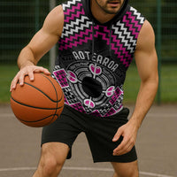 Personalised Aotearoa Niho Taniwha Motif Sleeveless Hoodie Pink Style - Polynesian Pride