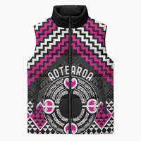 Personalised Aotearoa Niho Taniwha Motif Sleeveless Puffer Jacket Pink Style - Polynesian Pride