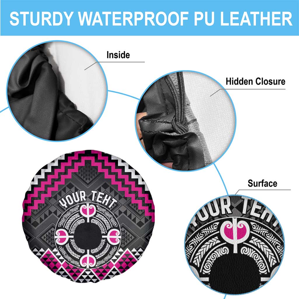 Personalised Aotearoa Niho Taniwha Motif Spare Tire Cover Pink Style