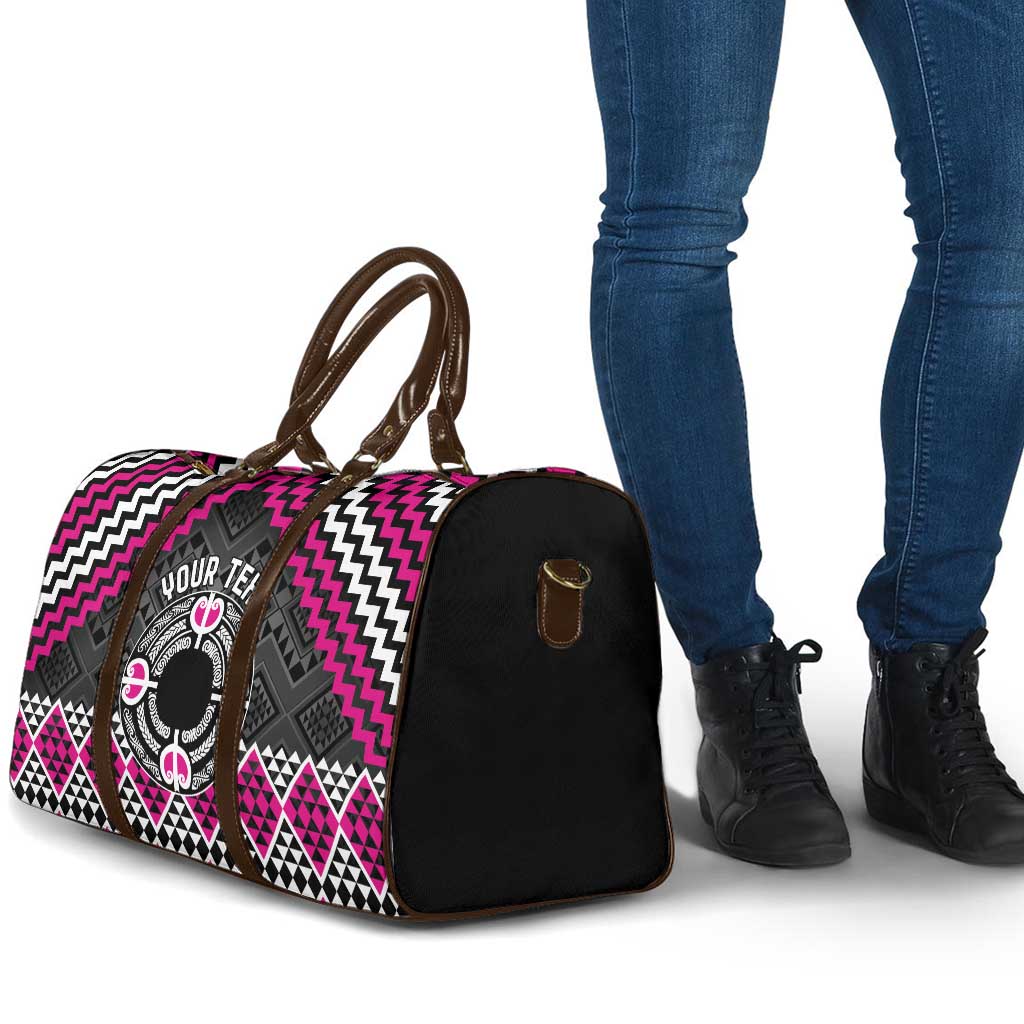 Personalised Aotearoa Niho Taniwha Motif Travel Bag Pink Style - Polynesian Pride