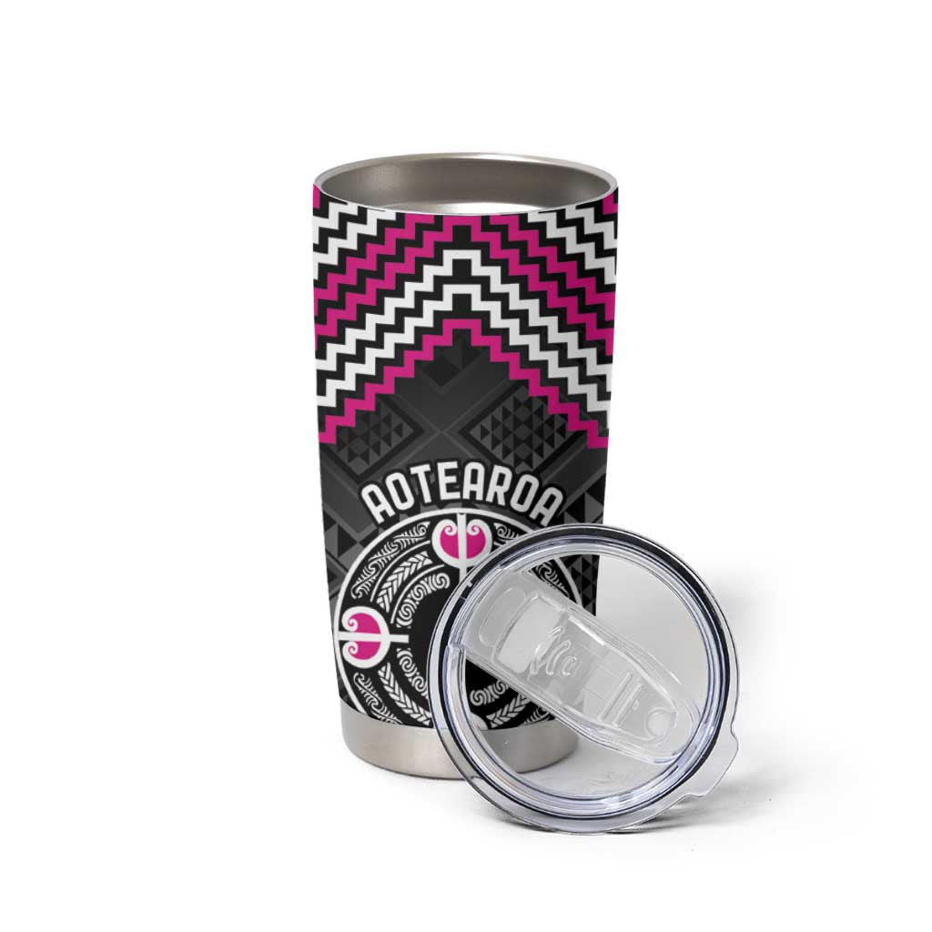 Personalised Aotearoa Niho Taniwha Motif Tumbler Cup Pink Style