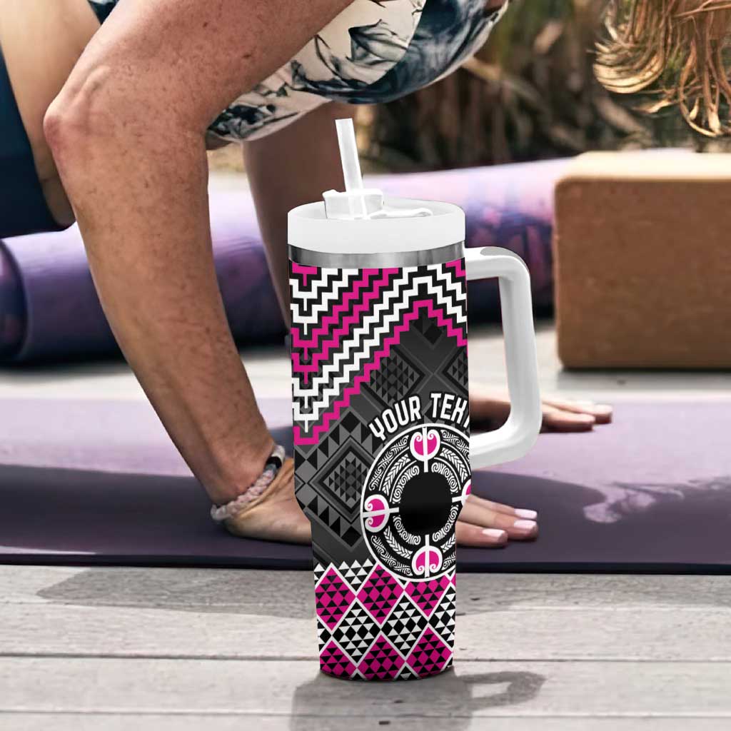 Personalised Aotearoa Niho Taniwha Motif Tumbler With Handle Pink Style