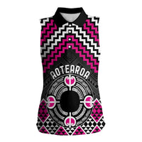 Personalised Aotearoa Niho Taniwha Motif Women Sleeveless Polo Shirt Pink Style