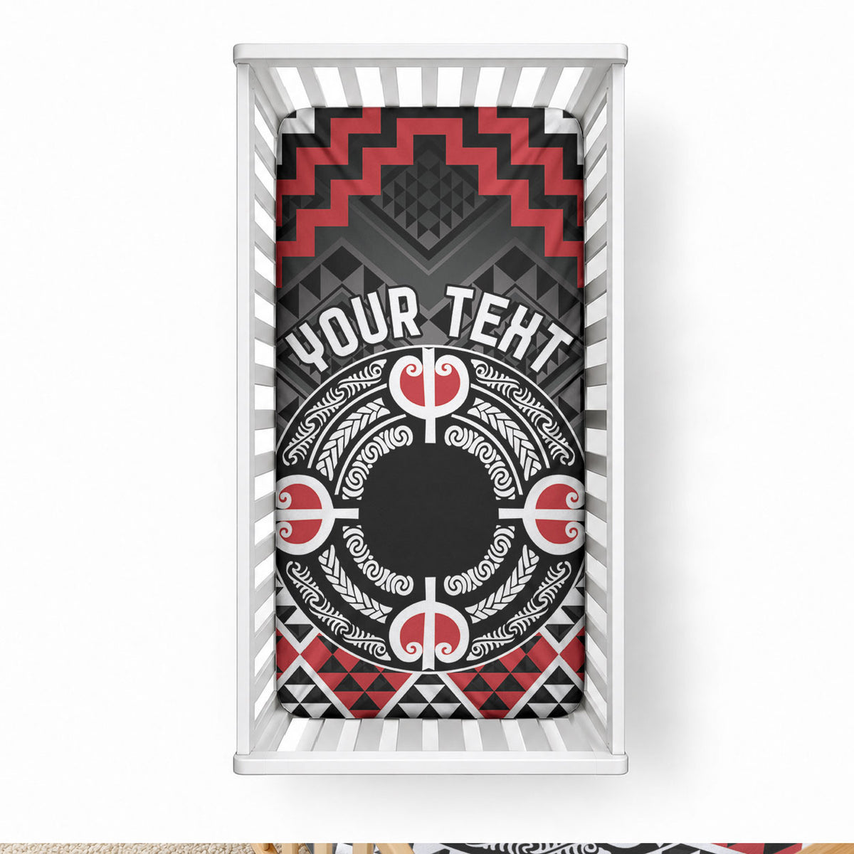 Personalised Aotearoa Niho Taniwha Motif Baby Bed Cover Red Style LT9 28 × 52 in Red - Polynesian Pride