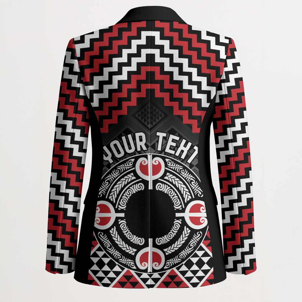 Personalised Aotearoa Niho Taniwha Motif Blazer Red Style - Polynesian Pride