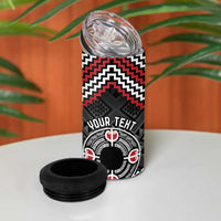 Personalised Aotearoa Niho Taniwha Motif 4 in 1 Can Cooler Tumbler Red Style LT9 - Polynesian Pride