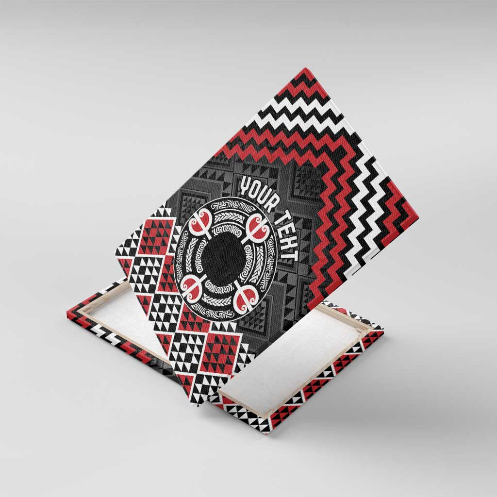 Personalised Aotearoa Niho Taniwha Motif Canvas Wall Art Red Style