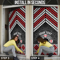 Personalised Aotearoa Niho Taniwha Motif Door Cover Red Style - Polynesian Pride