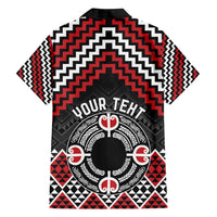 Personalised Aotearoa Niho Taniwha Motif Family Matching Long Sleeve Bodycon Dress and Hawaiian Shirt Red Style LT9 - Polynesian Pride