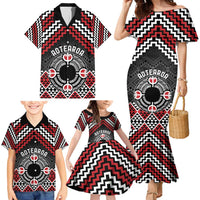 Personalised Aotearoa Niho Taniwha Motif Family Matching Mermaid Dress and Hawaiian Shirt Red Style LT9 - Polynesian Pride