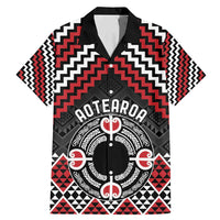 Personalised Aotearoa Niho Taniwha Motif Family Matching Mermaid Dress and Hawaiian Shirt Red Style LT9 Dad's Shirt - Short Sleeve Red - Polynesian Pride
