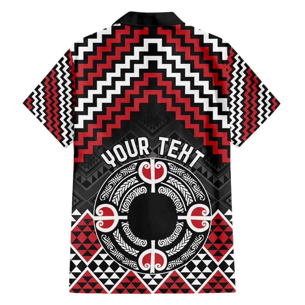 Personalised Aotearoa Niho Taniwha Motif Family Matching Short Sleeve Bodycon Dress and Hawaiian Shirt Red Style LT9 - Polynesian Pride