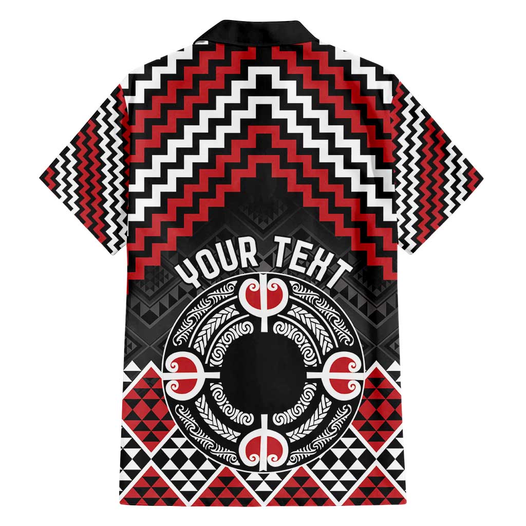 Personalised Aotearoa Niho Taniwha Motif Family Matching Tank Maxi Dress and Hawaiian Shirt Red Style