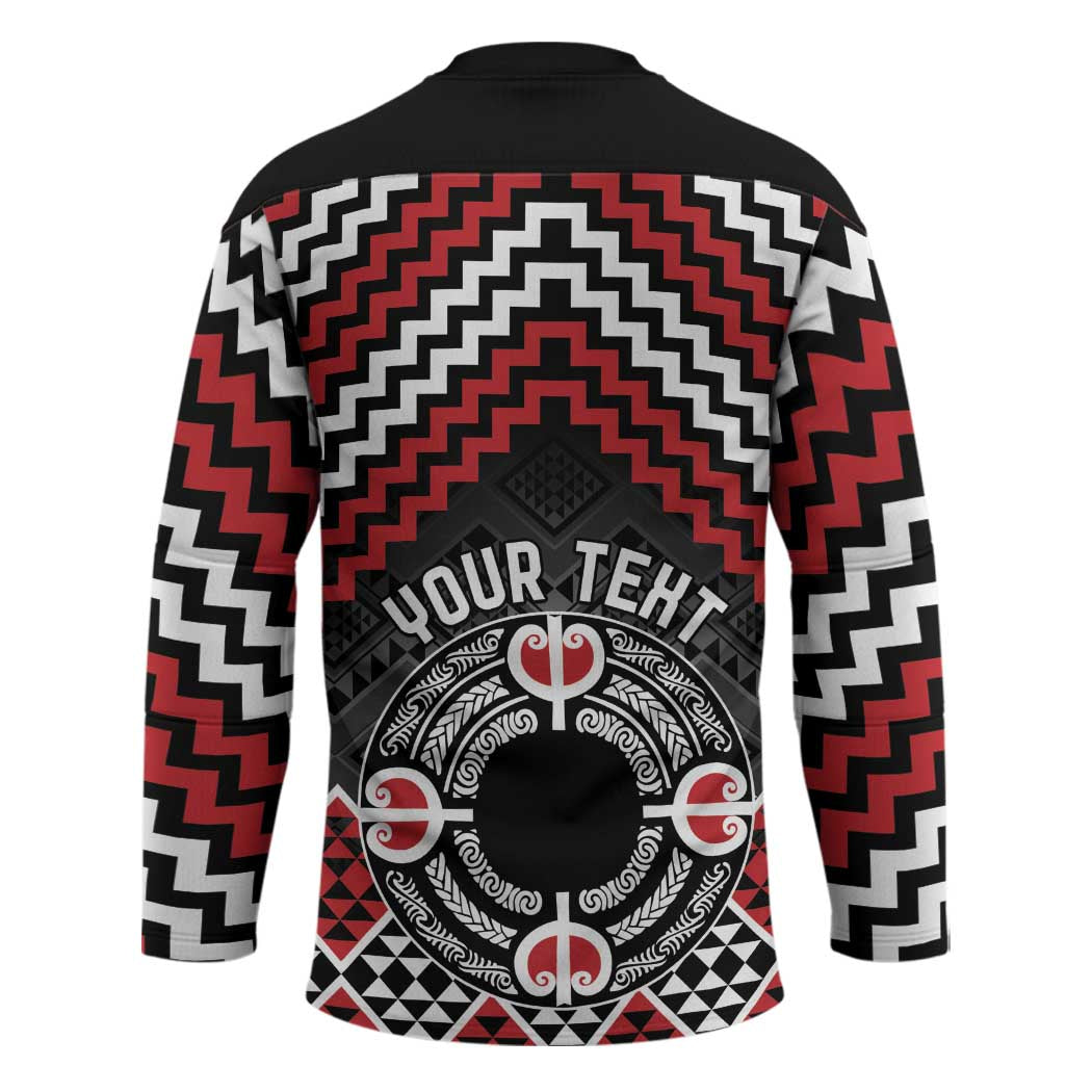 Personalised Aotearoa Niho Taniwha Motif Hockey Jersey Red Style - Polynesian Pride