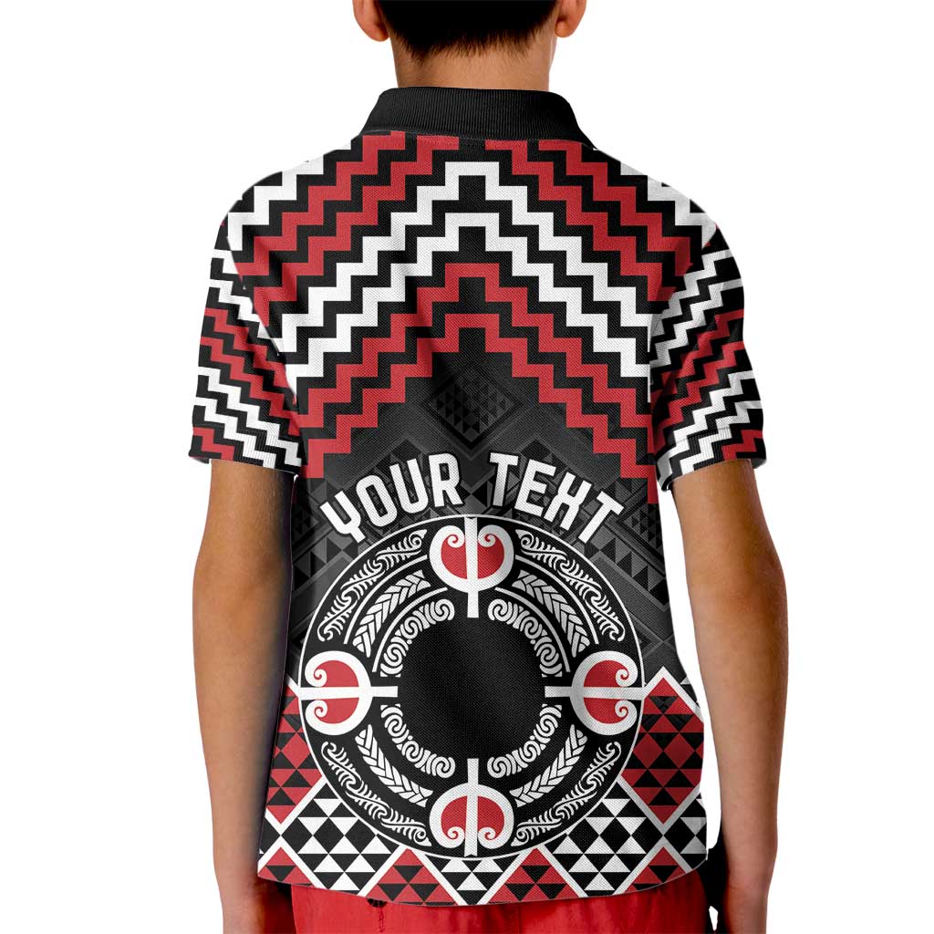 Personalised Aotearoa Niho Taniwha Motif Kid Polo Shirt Red Style