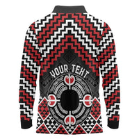 Personalised Aotearoa Niho Taniwha Motif Long Sleeve Polo Shirt Red Style