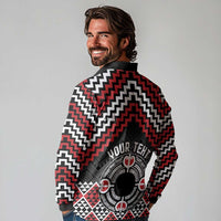 Personalised Aotearoa Niho Taniwha Motif Long Sleeve Polo Shirt Red Style