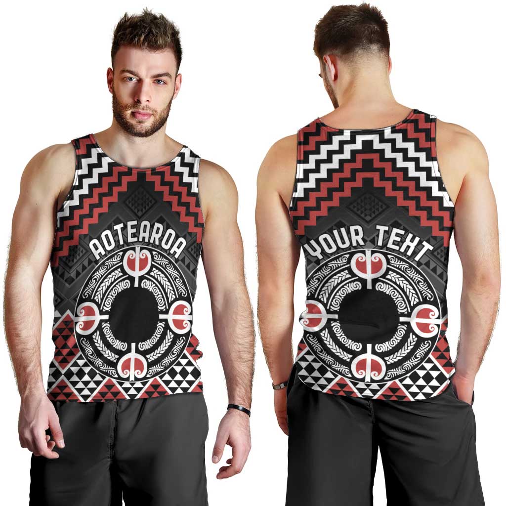 Personalised Aotearoa Niho Taniwha Motif Men Tank Top Red Style