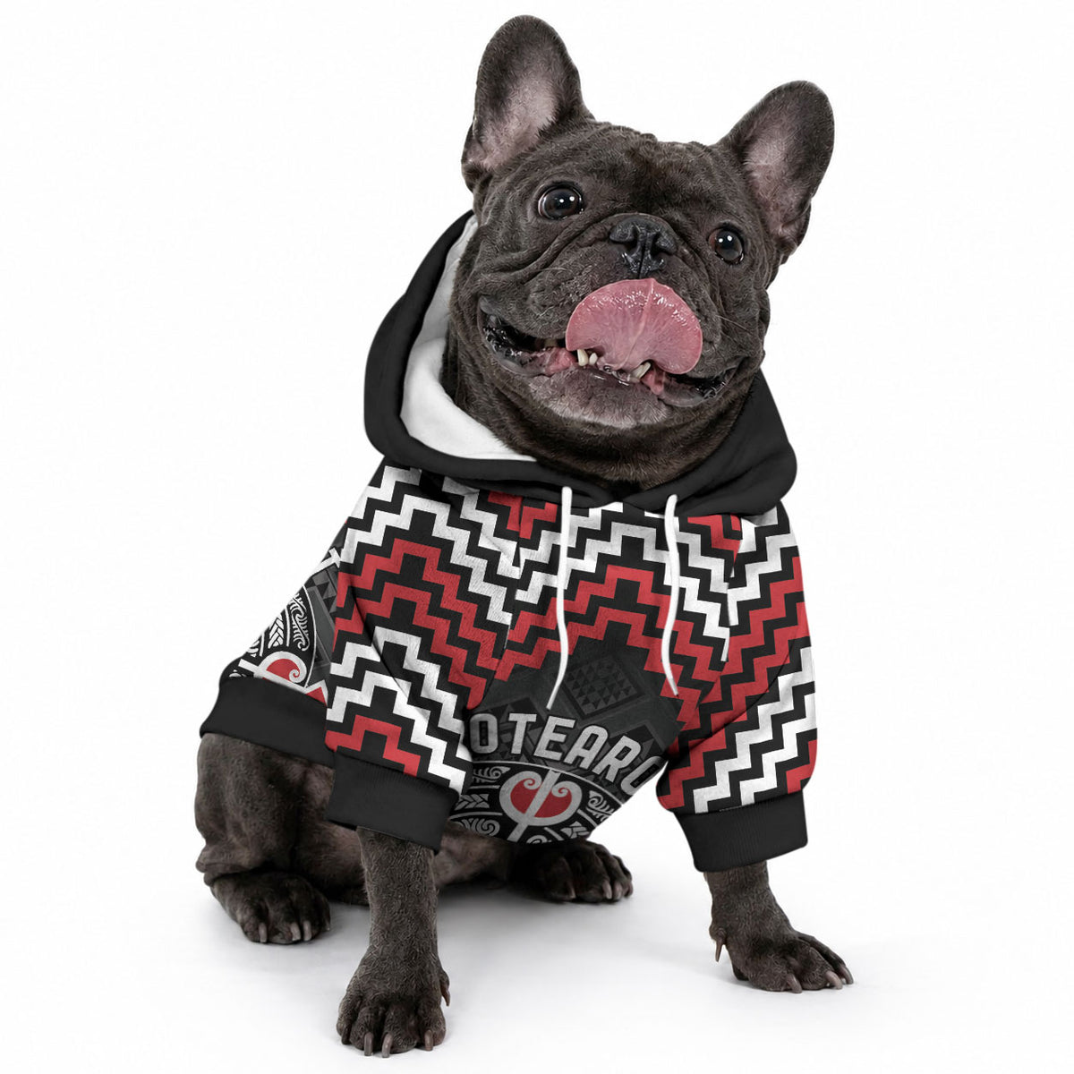Personalised Aotearoa Niho Taniwha Motif Pet Hoodie Red Style LT9 - Polynesian Pride