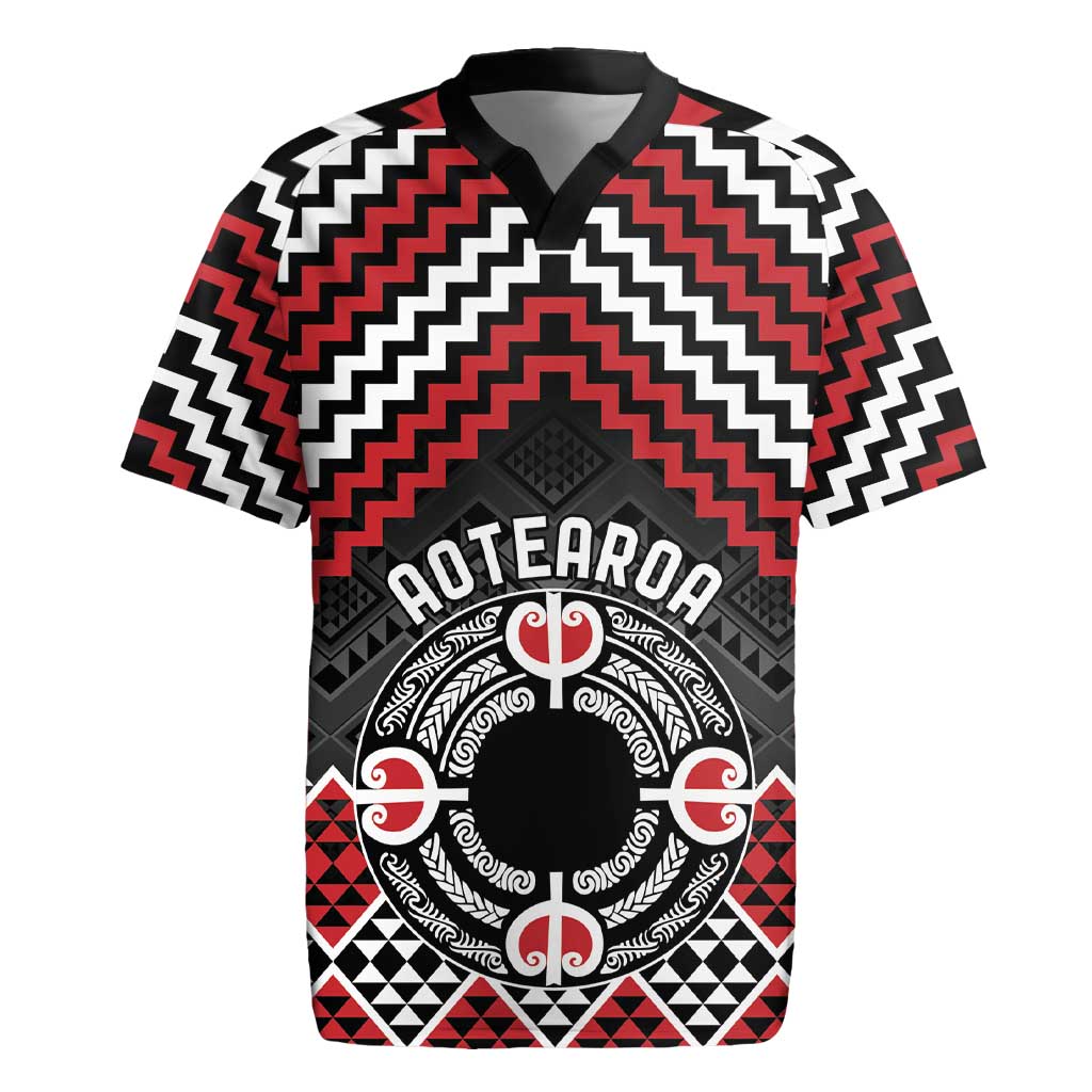 Personalised Aotearoa Niho Taniwha Motif Rugby Jersey Red Style LT9 Red - Polynesian Pride