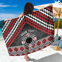 Personalised Aotearoa Niho Taniwha Motif Sarong Red Style