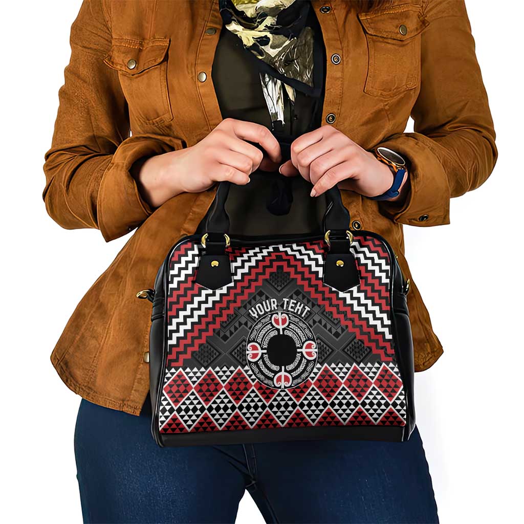 Personalised Aotearoa Niho Taniwha Motif Shoulder Handbag Red Style