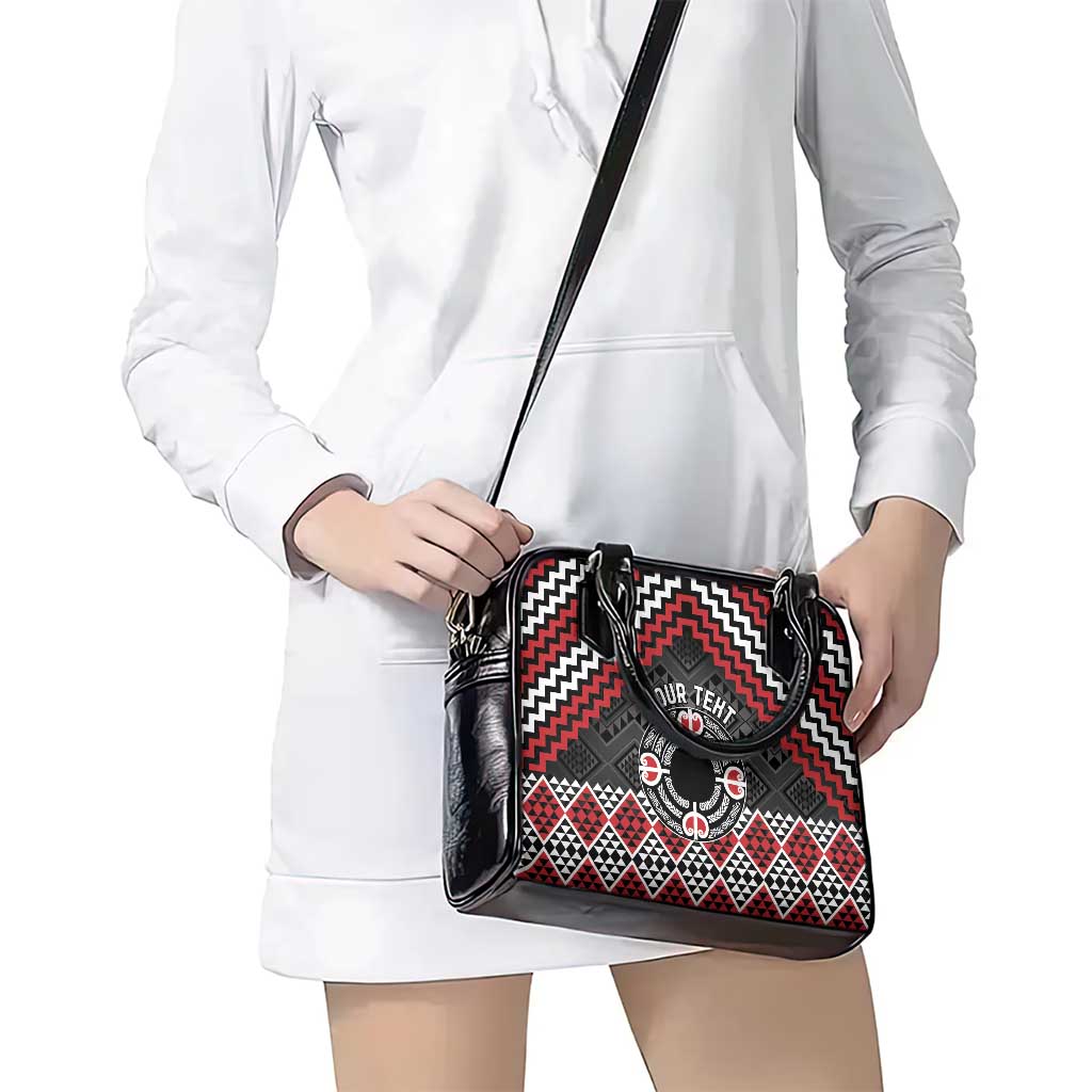 Personalised Aotearoa Niho Taniwha Motif Shoulder Handbag Red Style