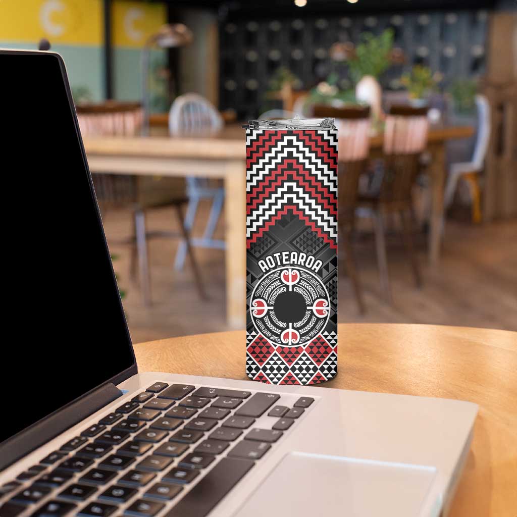 Personalised Aotearoa Niho Taniwha Motif Skinny Tumbler Red Style