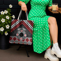 Personalised Aotearoa Niho Taniwha Motif Tote Bag Red Style - Polynesian Pride