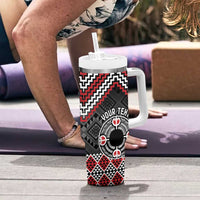 Personalised Aotearoa Niho Taniwha Motif Tumbler With Handle Red Style