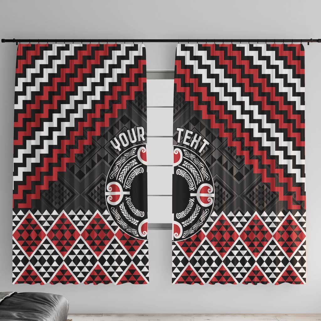 Personalised Aotearoa Niho Taniwha Motif Window Curtain Red Style