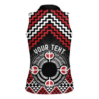 Personalised Aotearoa Niho Taniwha Motif Women Sleeveless Polo Shirt Red Style