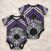 Personalised Aotearoa Niho Taniwha Motif Baby Onesie Violet Style LT9 - Polynesian Pride