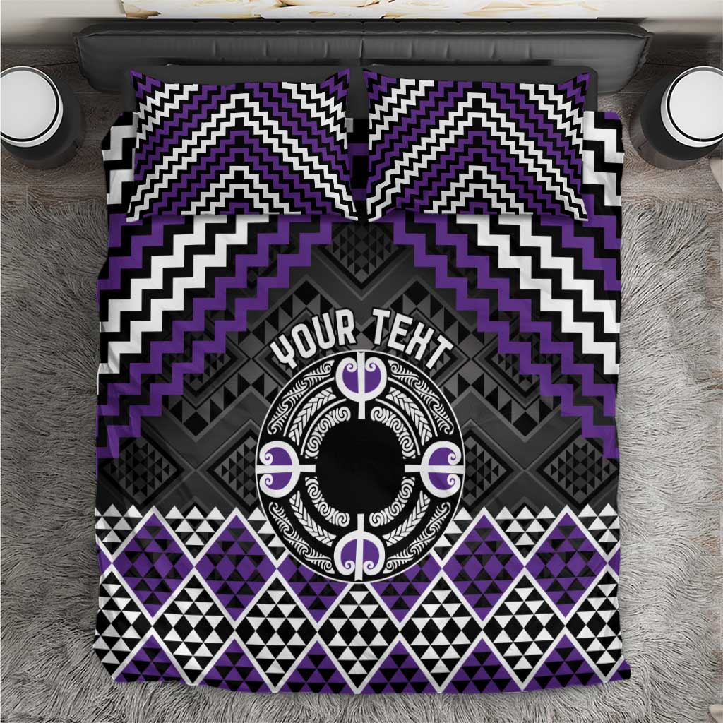 Personalised Aotearoa Niho Taniwha Motif Bedding Set Violet Style LT9 Violet - Polynesian Pride