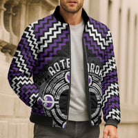 Personalised Aotearoa Niho Taniwha Motif Bomber Puffer Jacket Violet Style - Polynesian Pride