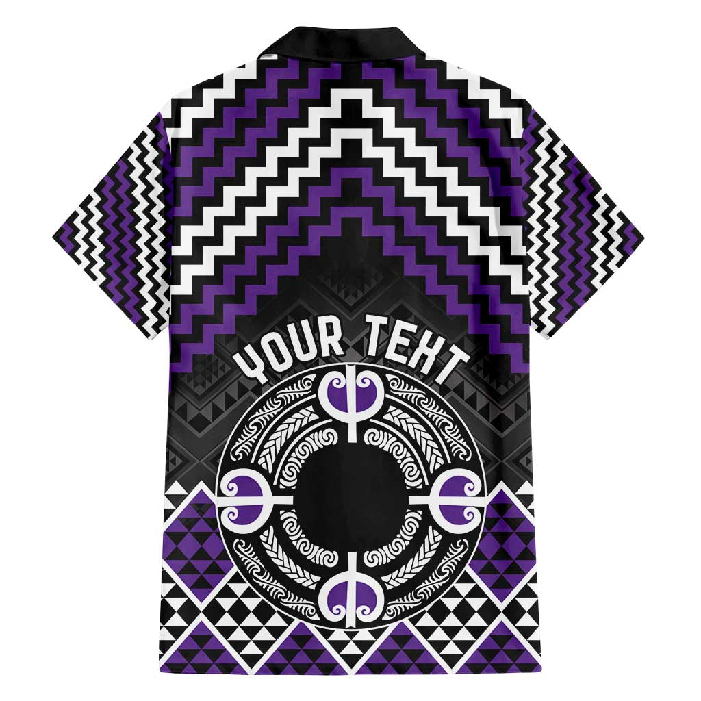 Personalised Aotearoa Niho Taniwha Motif Family Matching Long Sleeve Bodycon Dress and Hawaiian Shirt Violet Style LT9 - Polynesian Pride
