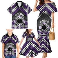 Personalised Aotearoa Niho Taniwha Motif Family Matching Mermaid Dress and Hawaiian Shirt Violet Style LT9 - Polynesian Pride